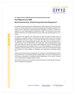 Freiwilligensurvey 2009: Internationale Solidarität (Cover)